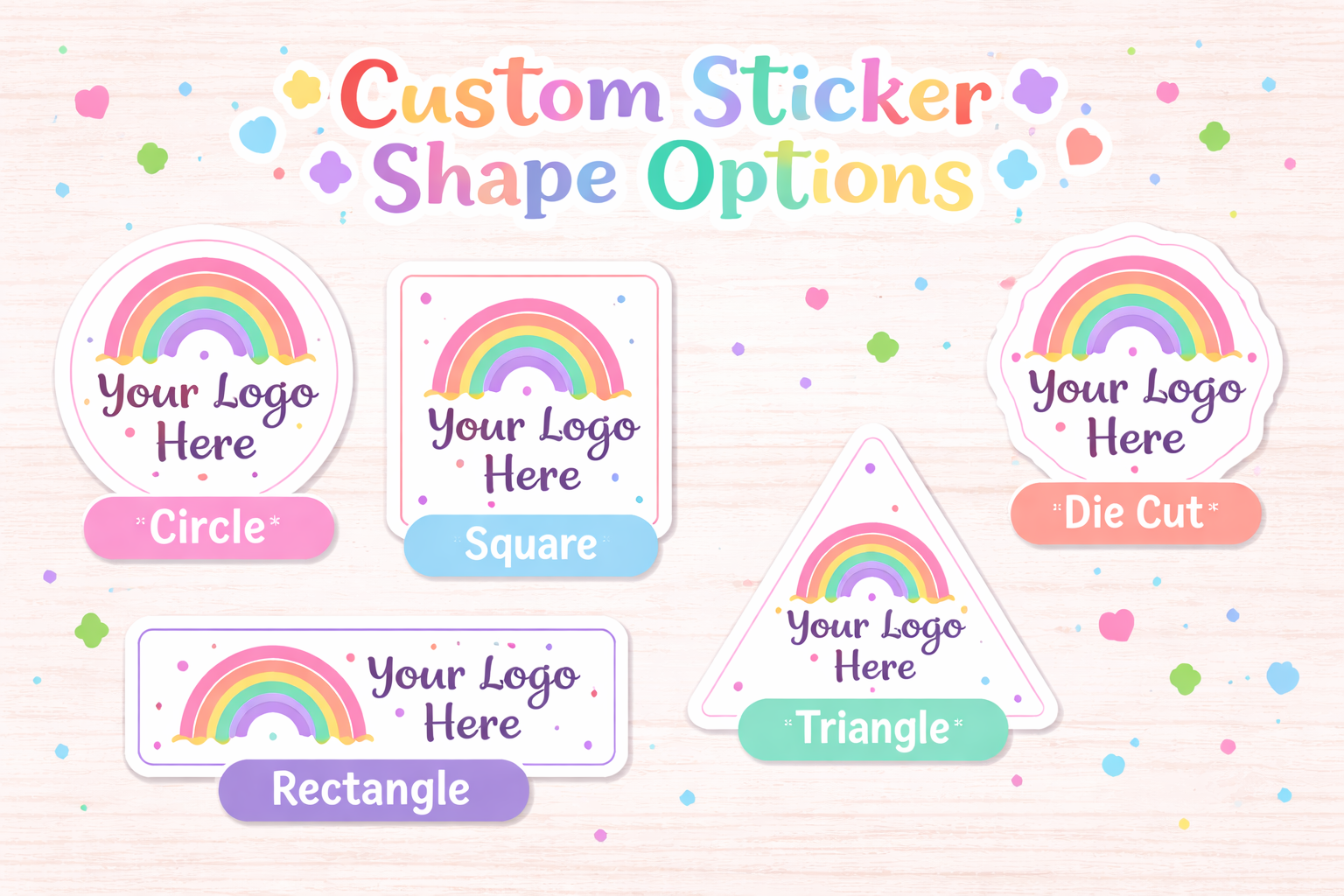 Custom Personalized Stickers – Upload Your Design | Multiple Shapes & Sizes | Qty 12–100