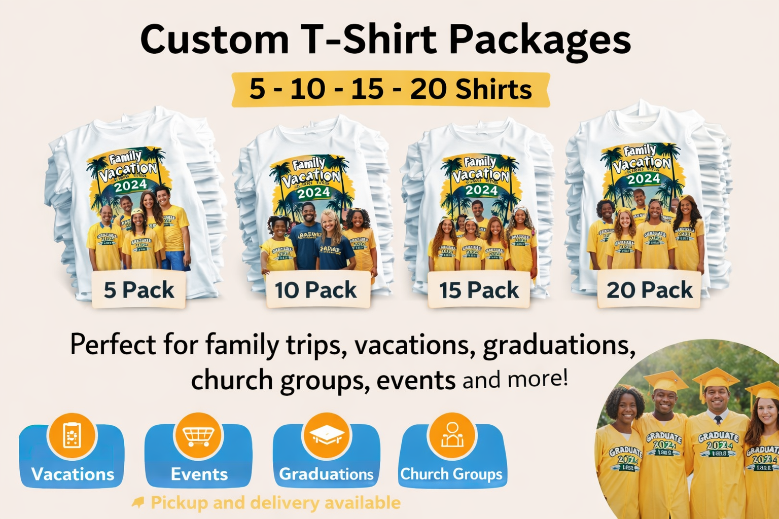 15 Center Print Shirts Package